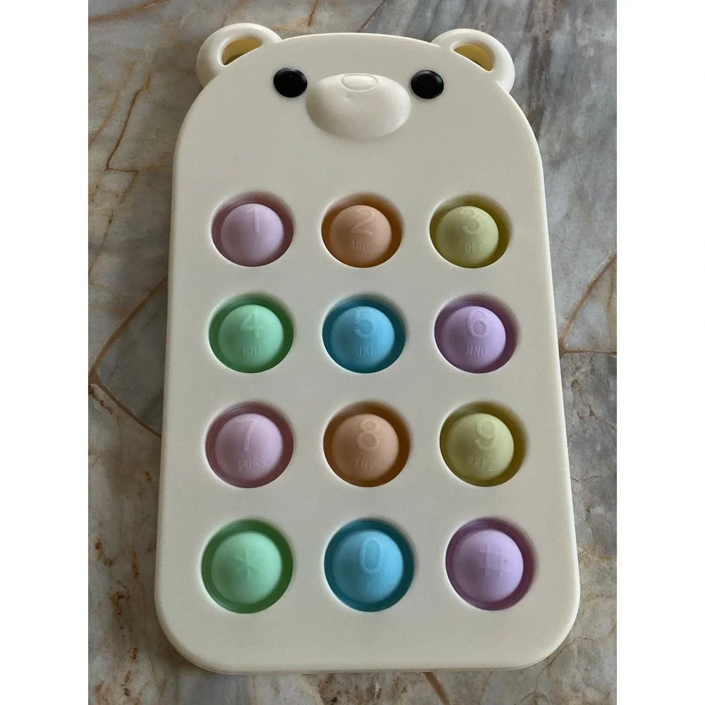 Cream Bear Pop Fidget‎ Toy Pastel Numbered Keypad Sensory Stress Relief Toy